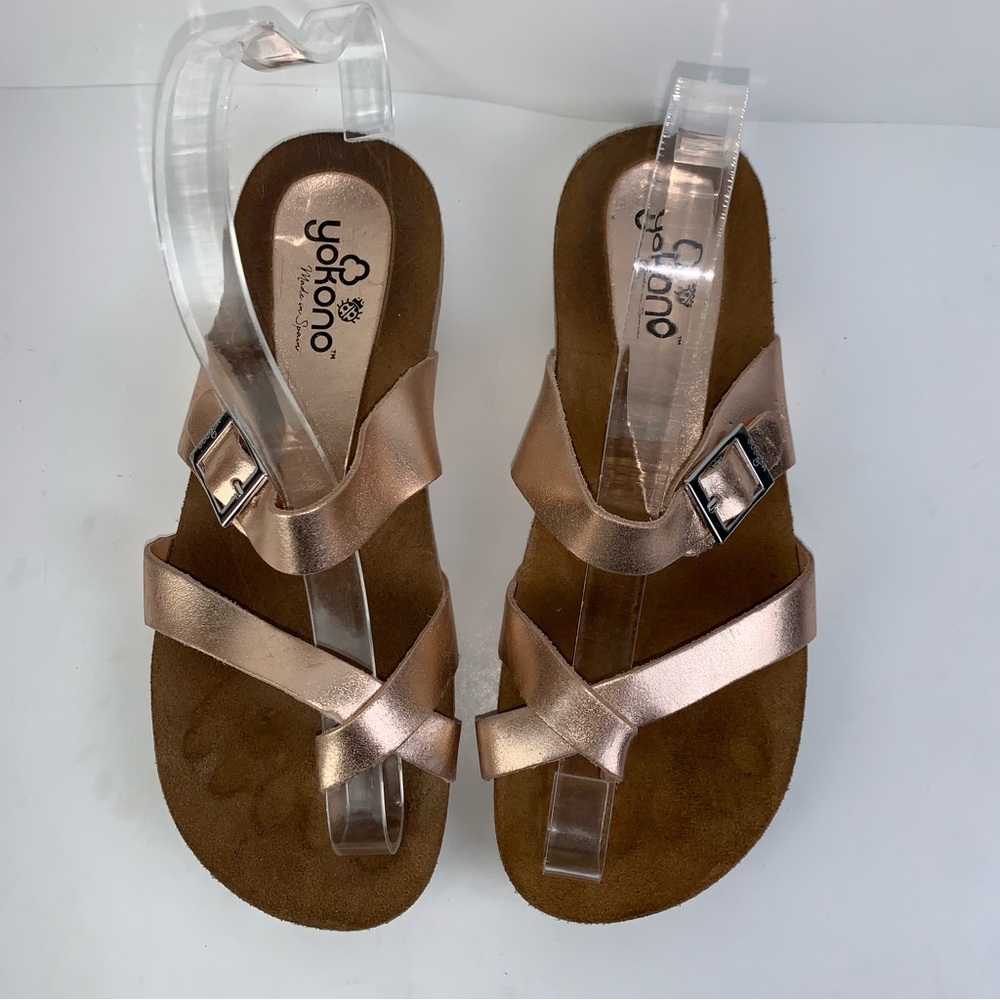 Yokono women's leather Slide Made In Spain sandals size 6.5 rose gold